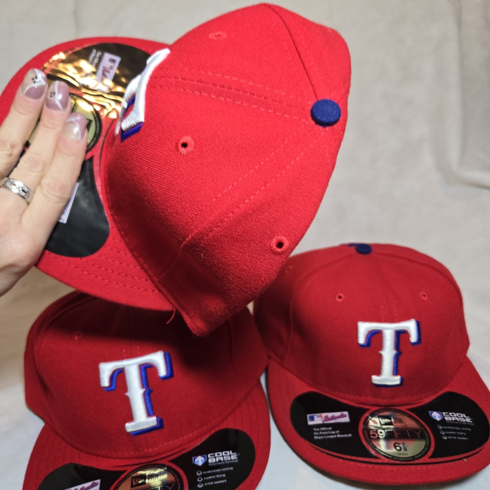 Red Baseball Cap with White and Blue Logo - Picture 10 of 11